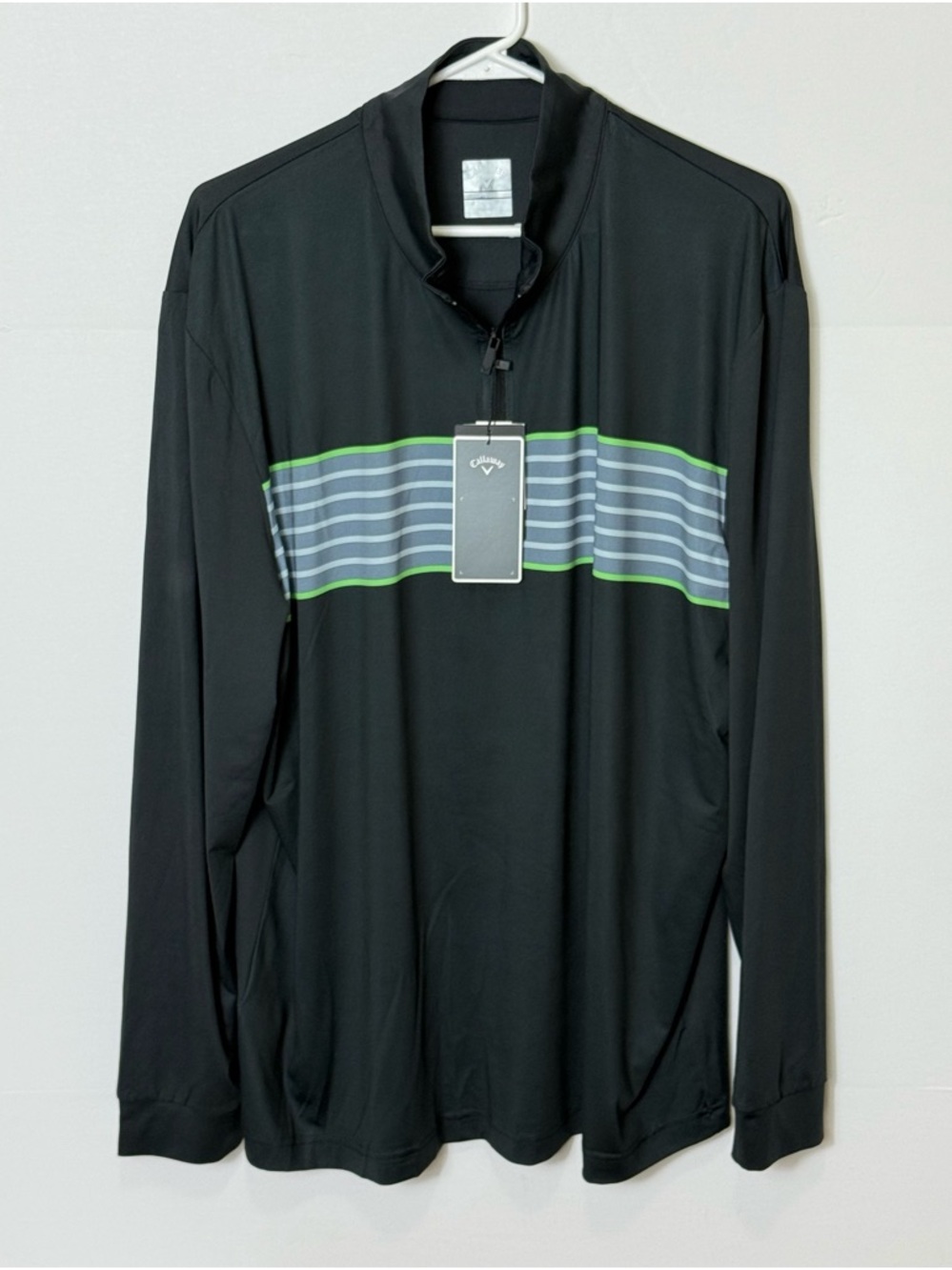 Callaway Black Pullover with Gray Tag and White Hanger Accent